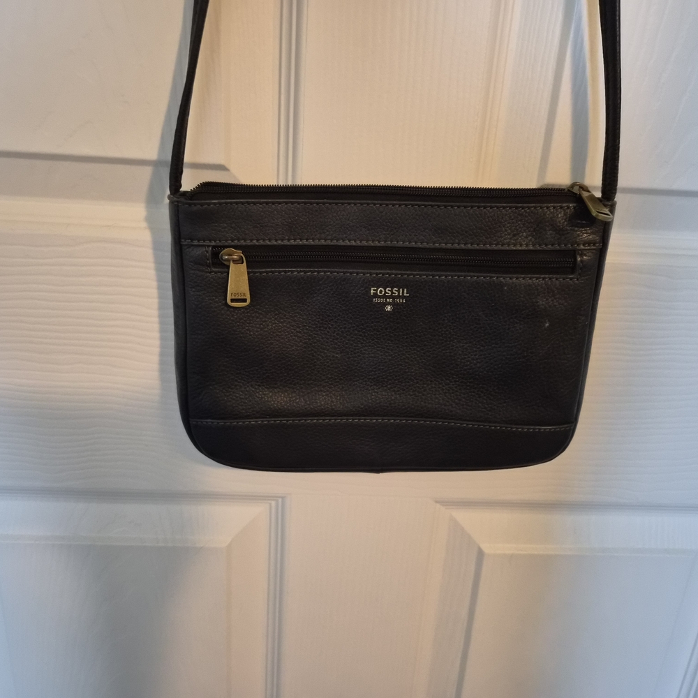 Fossil Black Leather Crossbody Bag